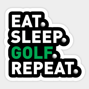 Eat Sleep Golf Repeat White Funny Golf Sticker